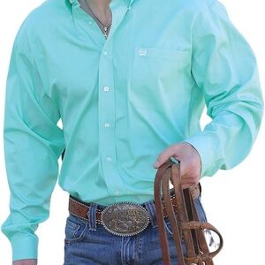Men's Cinch Mint Green Long-Sleeve Button-Up Shirt